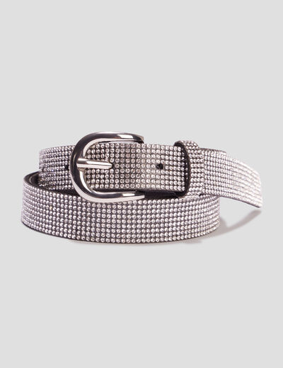 Ceinture à strass gris argent femme
