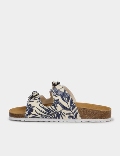 Mules brides &agrave; scratchs bleu femme