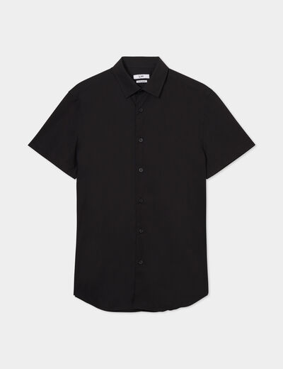 Chemise droite manches courtes noir homme