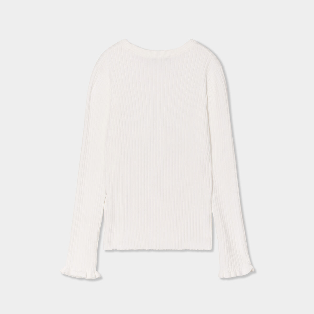 Pull c&ocirc;tel&eacute; ajust&eacute; manches longues ivoire fille