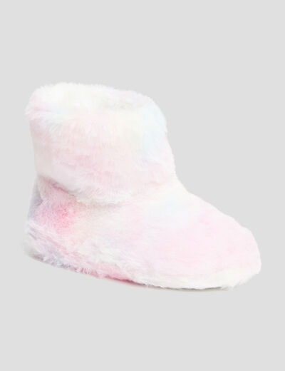 Chaussons bottines fausse fourrure multicolore fille