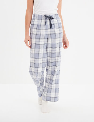 Pantalon de pyjama en coton ajusable bleu femme