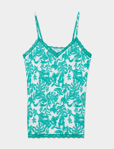 Haut de pyjama débardeur col V vert femme