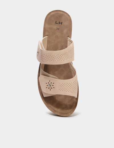 Mules &agrave; talons avec brides sable femme