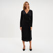 Robe effet velours noeud c&ocirc;t&eacute; noir femme