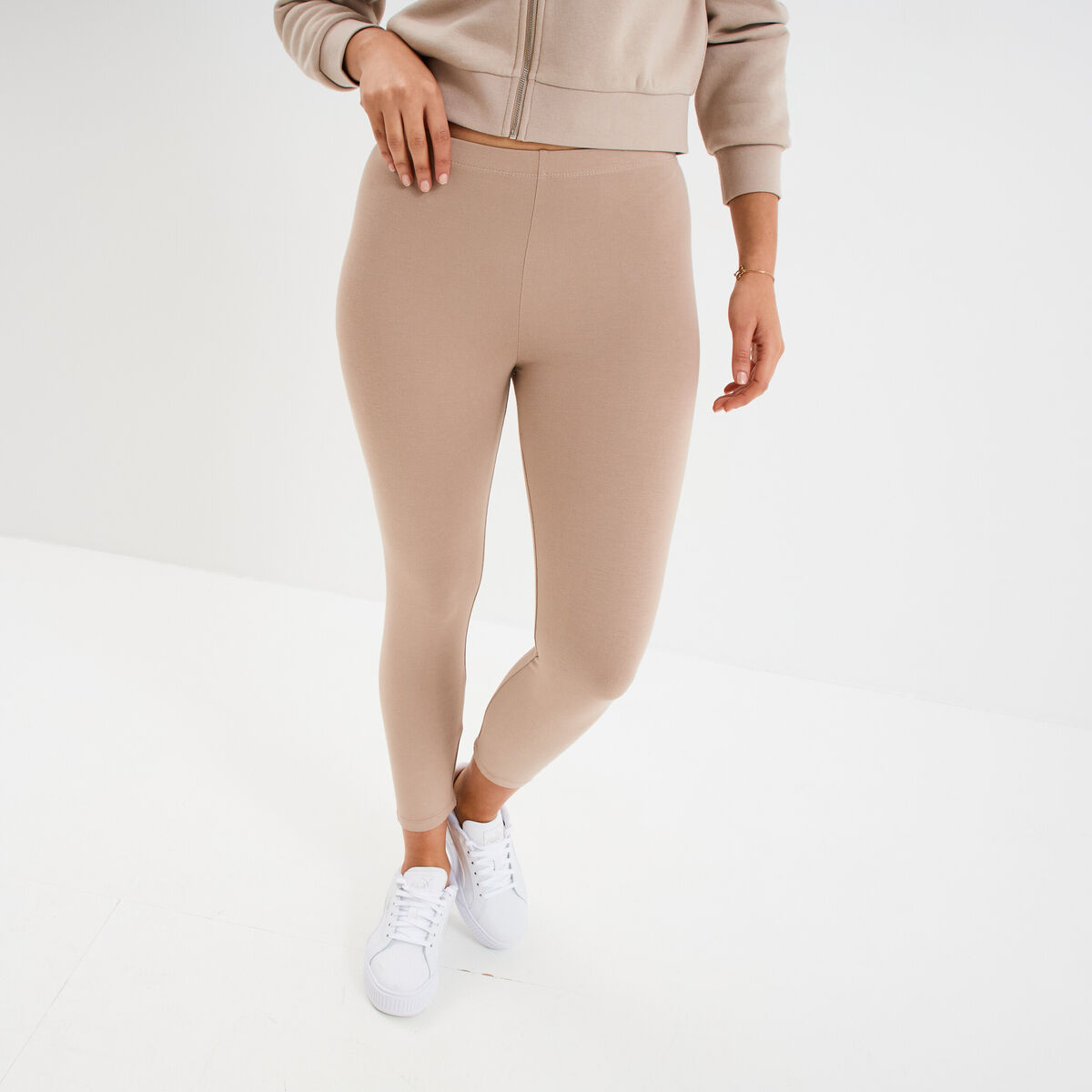 Legging élastiqué 7/8ème sable femme