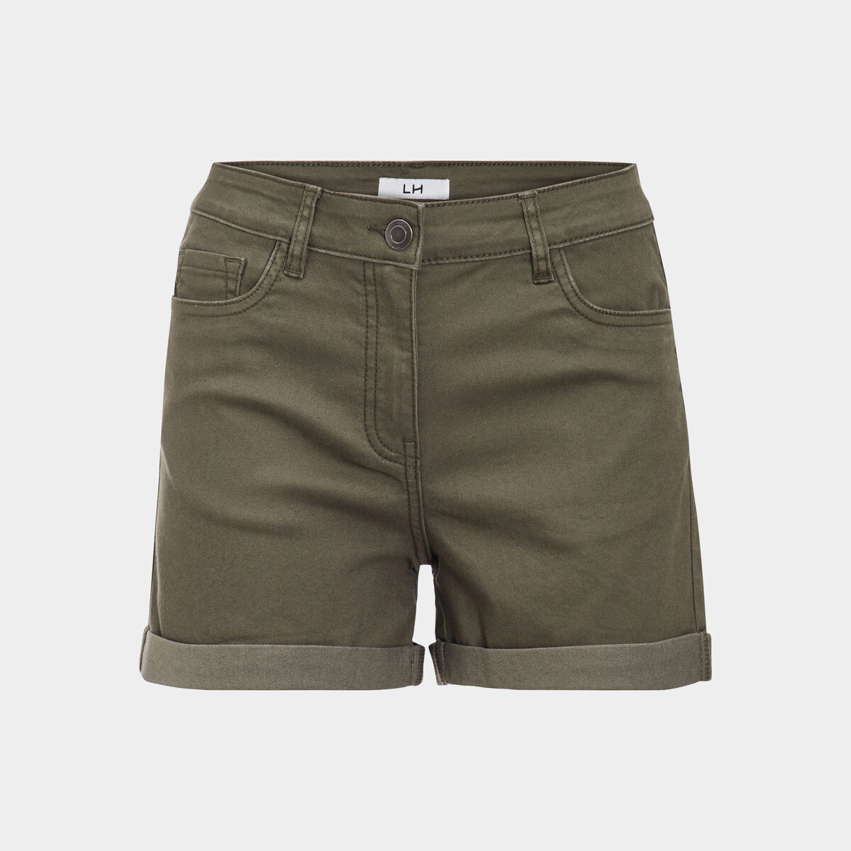 Short skinny 5 poches vert kaki femme