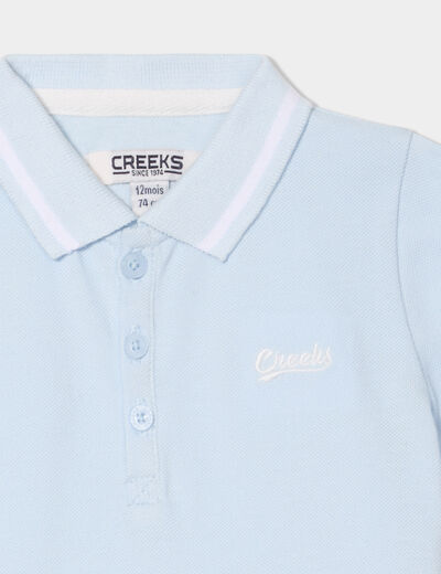 Polo manches courtes coton Creeks bleu ciel bébé garçon
