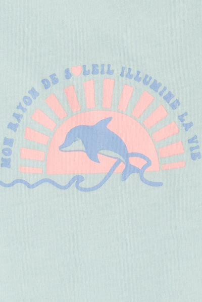 T-shirt à manches courtes Kimbaloo bleu turquoise bébé fille