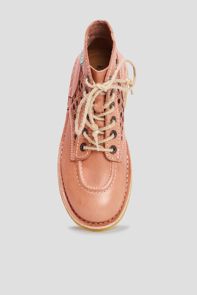 Bottines en cuir Kickers Kicklegend orange clair femme