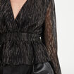 Blouse cintr&eacute;e col cache-coeur noir femme