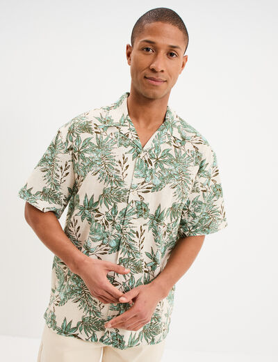 Chemise en coton manches courtes blanc homme