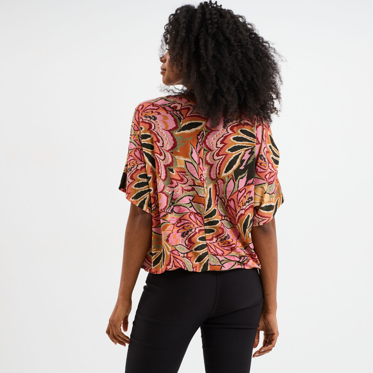 T-shirt manches courtes amples multicolore femme