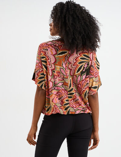 T-shirt manches courtes amples multicolore femme