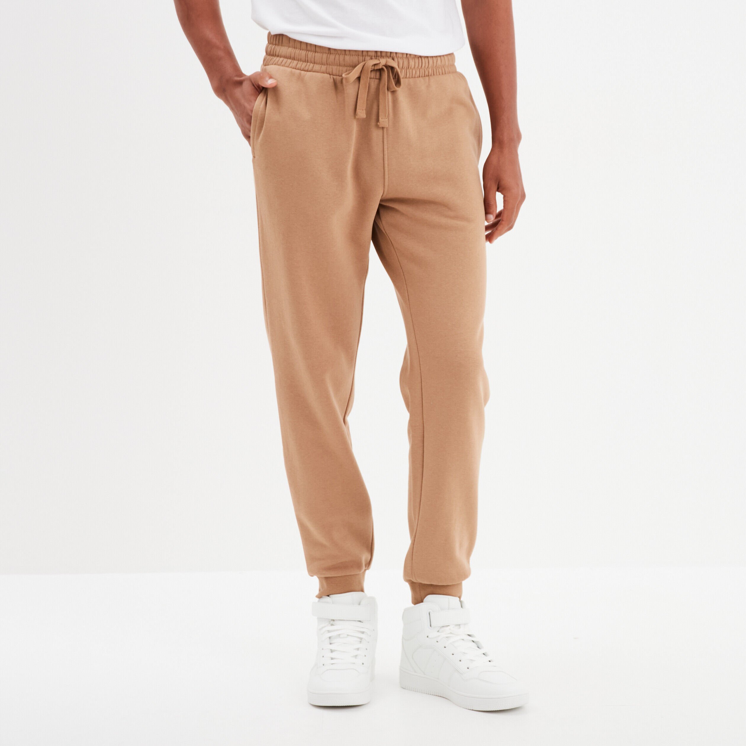 Pantalon jogging droit molleton taupe homme LH