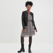 Robe évasée taille élastiquée col en V noir femme