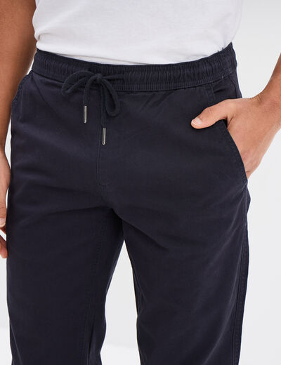 Pantalon chino regular taille élastiquée bleu foncé homme