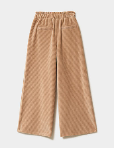 Pantalon chaud paper bag velours c&ocirc;tel&eacute; marron fille