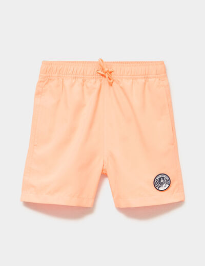 Short de bain taille &eacute;lastiqu&eacute;e orange clair gar&ccedil;on
