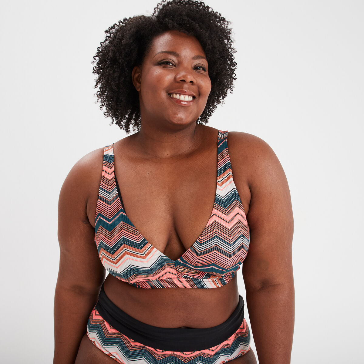 Haut de maillot de bain triangle bleu p&eacute;trole femme grande taille