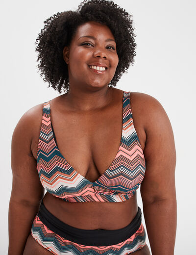 Haut de maillot de bain triangle bleu pétrole femme grande taille