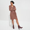 Robe col cache-coeur avec noeud rose fushia femme