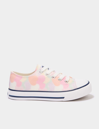Tennis en toile &agrave; lacets bout renforc&eacute; multicolore fille