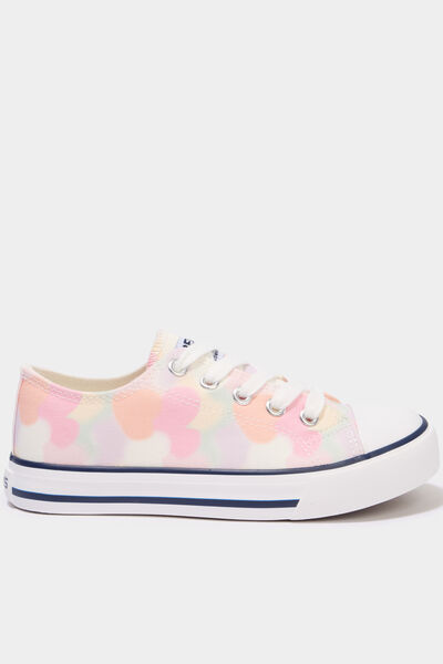 Tennis en toile &agrave; lacets bout renforc&eacute; multicolore fille