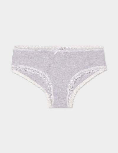 Shorty en dentelle coton gris femme