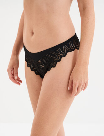Tanga avec dentelle noir femme