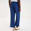 Pantalon fluide &eacute;lastiqu&eacute; gaze de coton bleu marine femme