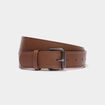 Ceinture &agrave; boucle carr&eacute;e marron cognac homme