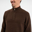 Pull col camionneur zipp&eacute; marron fonc&eacute; homme