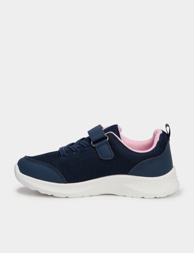 Baskets running &agrave; scratchs bleu marine fille