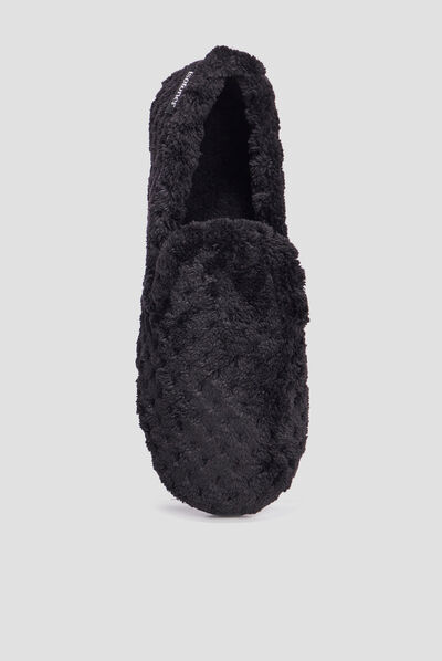 Chaussons charentaises fourrure Isotoner noir femme