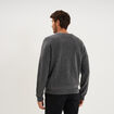 Pull droit col en V manches longues gris homme