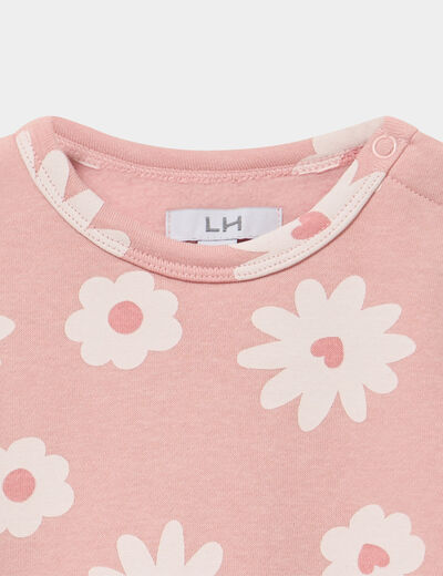 Sweat molletonn&eacute; manches longues rose b&eacute;b&eacute; fille