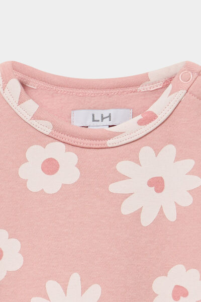 Sweat molletonn&eacute; manches longues rose b&eacute;b&eacute; fille