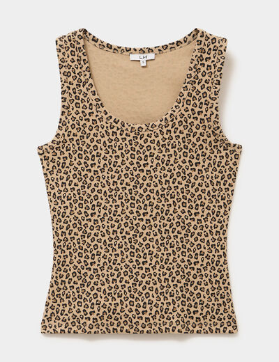 D&eacute;bardeur ajust&eacute; col rond coton beige femme