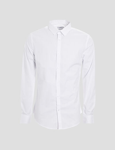 Chemise effet stretch manches longues blanc homme