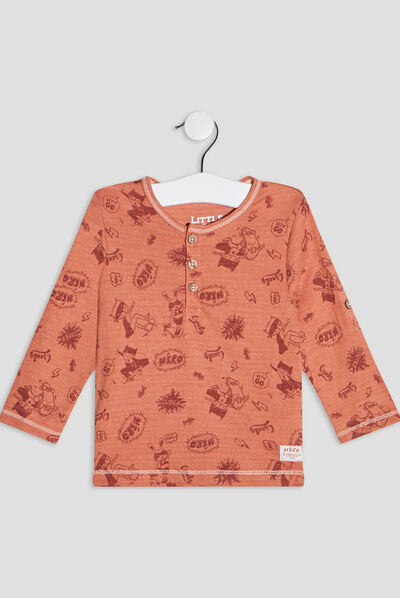 T-shirt manches longues Creeks orange fonce bébé garçon