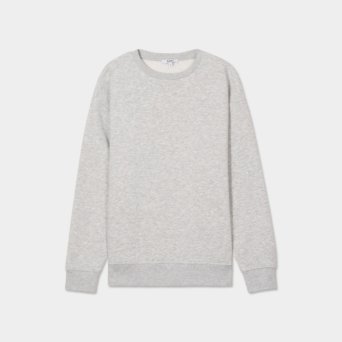 Sweat col rond manches longues gris clair femme