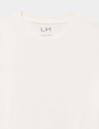 T-shirt manches courtes coton ivoire fille