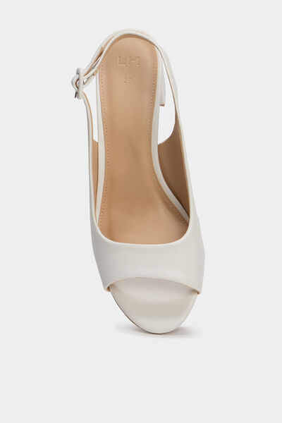 Sandales &agrave; talons bouts ouverts blanc femme