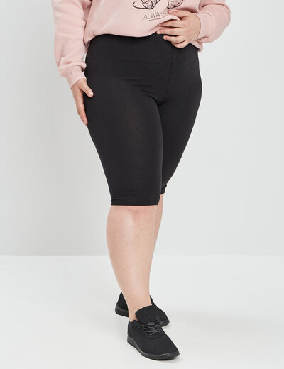 Legging court cycliste coton noir femme grande taille