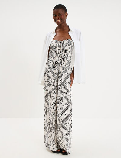 Combinaison pantalon bustier fluide blanc femme