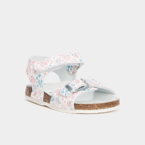 Sandales à scratchs en cuir blanc bébé fille