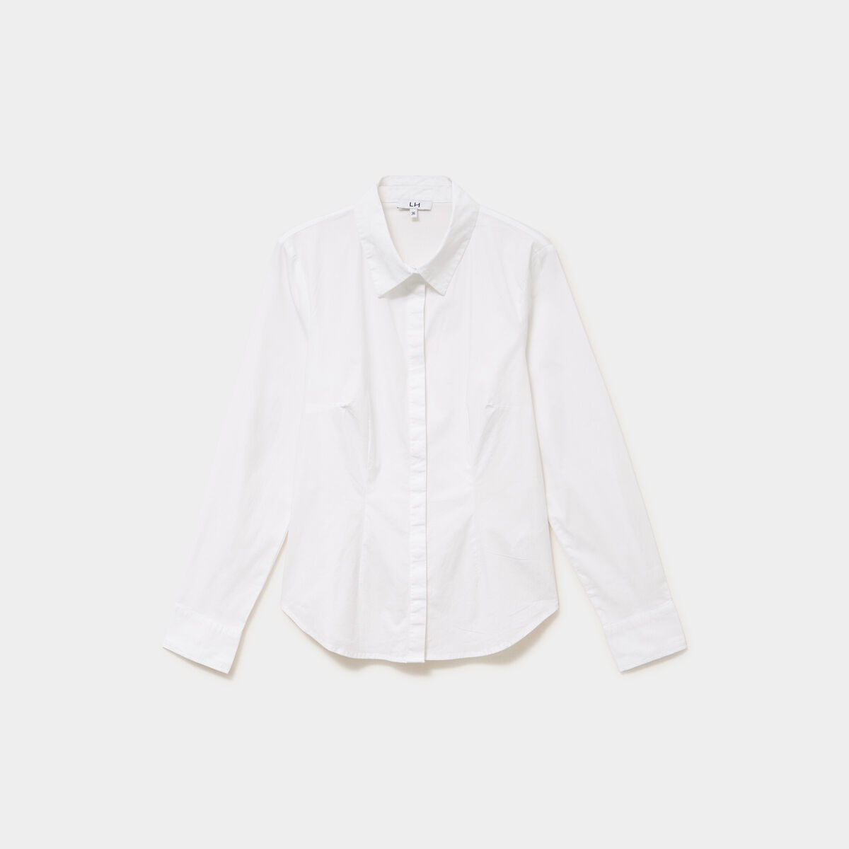 Chemise cintr&eacute;e manches longues blanc femme