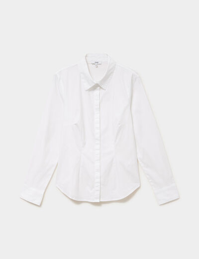 Chemise cintr&eacute;e manches longues blanc femme