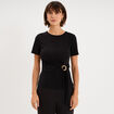T-shirt ajust&eacute; manches courtes col rond noir femme